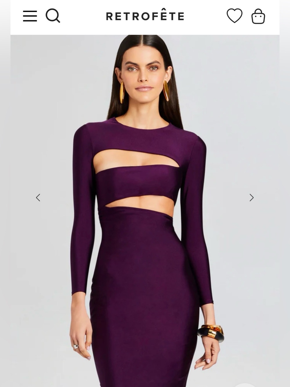 SER.O.YA Deep Purple Long Sleeve Cutout midi Dress
